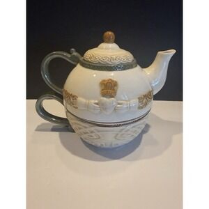 Grasslands Road Celtic Claddagh Teapot for One Set Irish Knotwork Cup